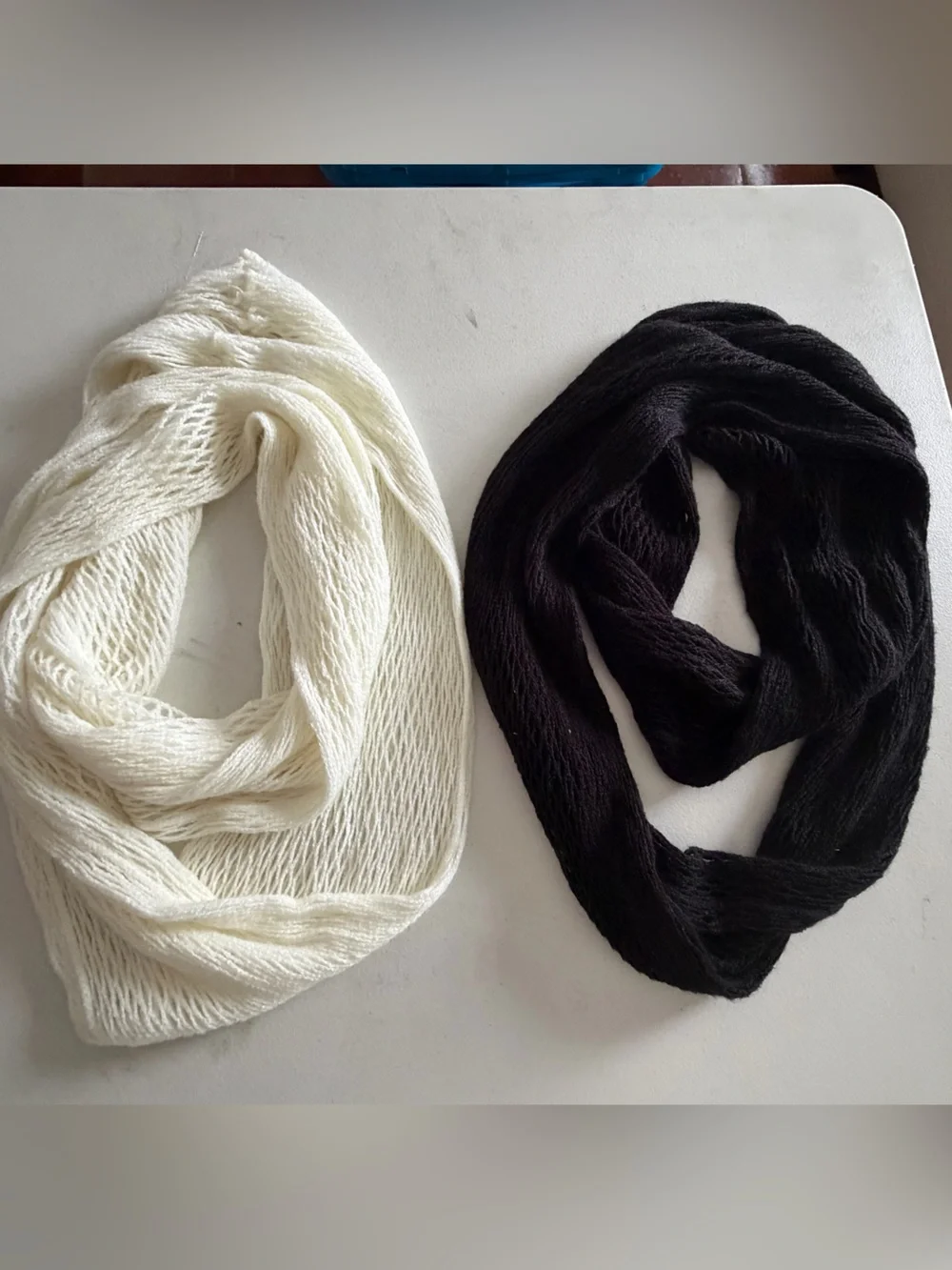 Cream and Black Knit Infinity Scarves - Women Accessories